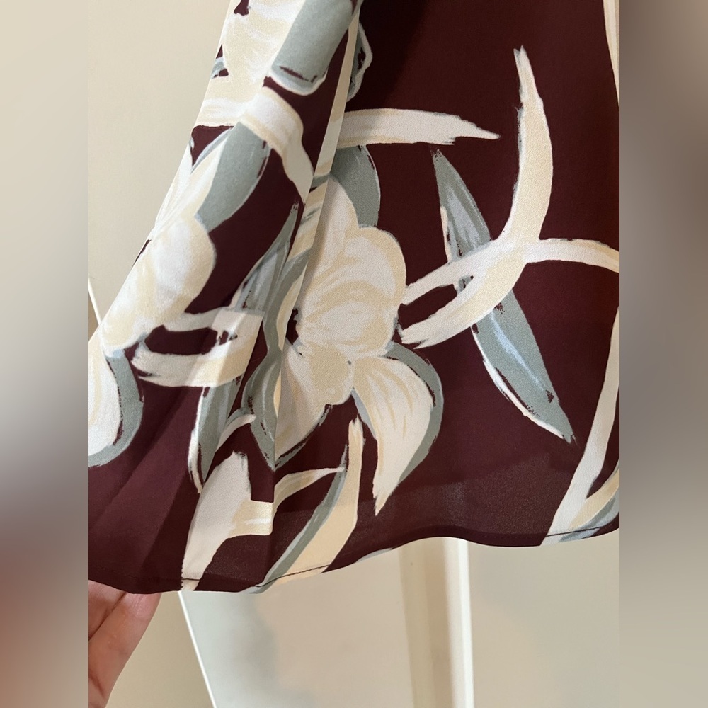 Nordstrom Rack Floral Midi Wrap Skirt in Burgundy & Cream Women’s Size XL - Picture 2 of 16